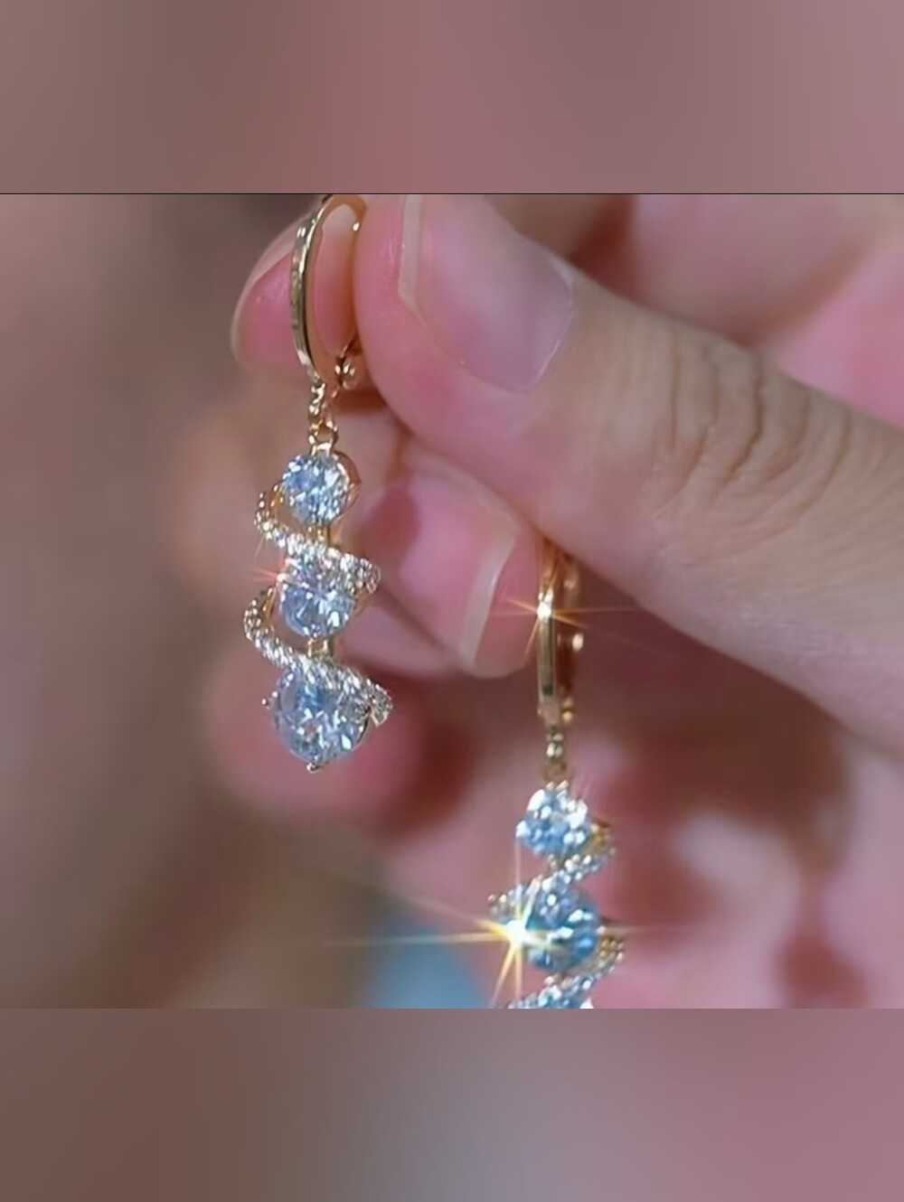 $8 Each Or Bundle 5/$20 Gold-Tone Drop Earrings with Three Crystal Stones